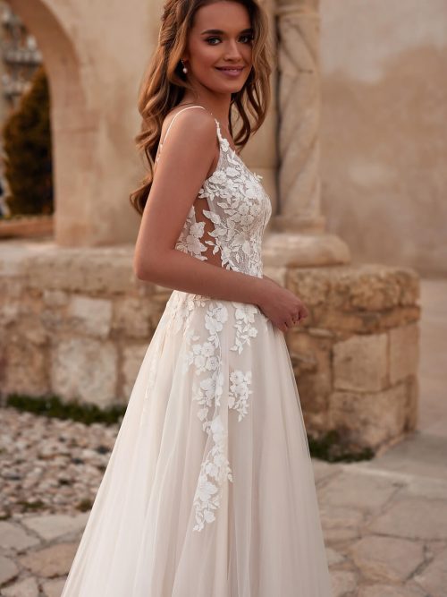 Hochzeitskleid Brautkleid mit Spitze und Glitzer