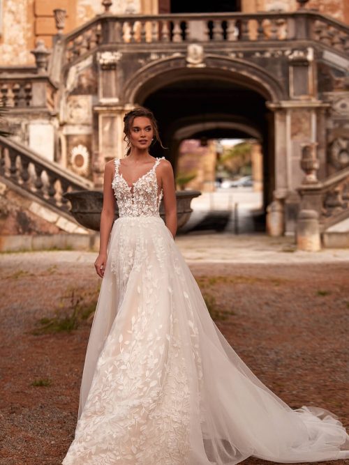 Hochzeitskleid Brautkleid mit Spitze und Glitzer