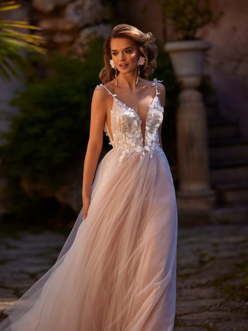 Hochzeitskleid Brautkleid mit Spitze und Glitzer