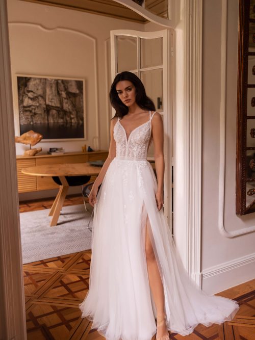 Hochzeitskleid Brautkleid mit Spitze und Glitzer