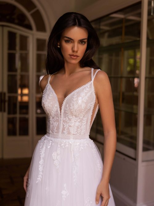 Hochzeitskleid Brautkleid mit Spitze und Glitzer