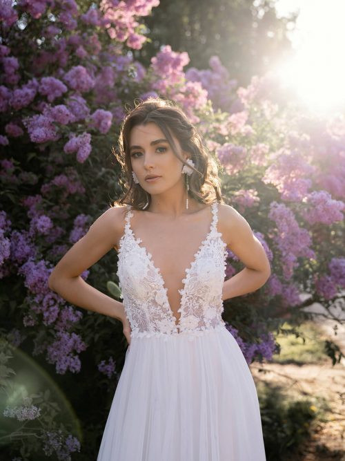 Hochzeitskleid Brautkleid mit Spitze und Glitzer