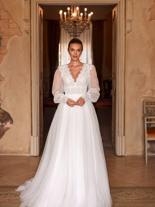 Hochzeitskleid Brautkleid mit Spitze und Glitzer
