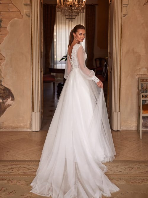 Hochzeitskleid Brautkleid mit Spitze und Glitzer