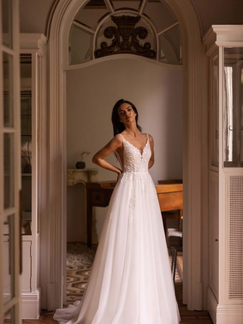 Hochzeitskleid Brautkleid mit Spitze und Glitzer